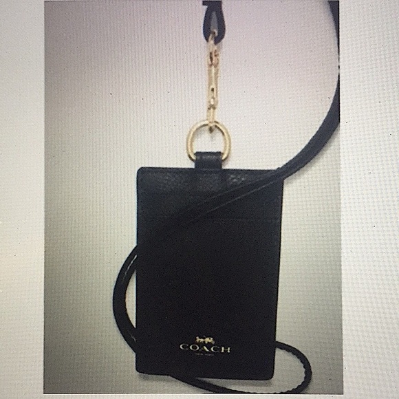 (UNISEX) COACH - ID LANYARD BLACK LEATHER (NWT) - Picture 9 of 15